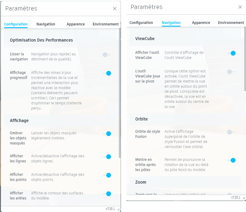 menus nav et config